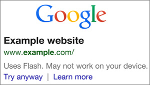 google-serp-flash-upozornenie